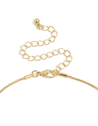 Crafted from gold plated material organic circle pendant necklace clasp detail view - link has visual effect only