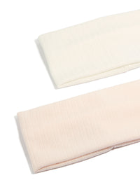 Featuring solid pointelle fabric stretch headbands in a 2-pack with ivory and pink colorways detail view - link has visual effect only