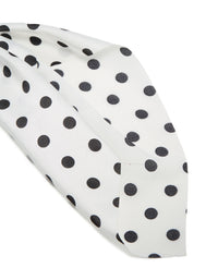 Designed with polyester polka dot print in white and black scarf scrunchie detail view - link has visual effect only