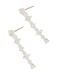 Silver Plated Cubic Zirconia Flower Drop Earrings - link has visual effect only
