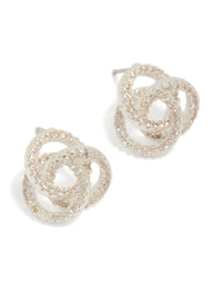 Showcasing silver plated cubic zirconia Milky Way earrings front view - link has visual effect only