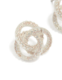 Displaying silver plated cubic zirconia Milky Way earrings close up view - link has visual effect only