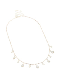 Silver Plated Cubic Zirconia Teardrop Charms Necklace - link has visual effect only
