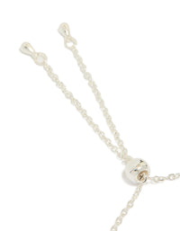 Designed with a silver plated blue cubic zirconia large bezel trio toggle bracelet featuring statement closure detail view - link has visual effect only