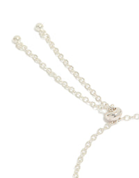 Elegantly styled silver plated cubic zirconia heart charms toggle bracelet closure detail view - link has visual effect only