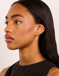 Waterproof Silver Plated Stainless Steel Clicker Hoop Earrings 30 MM - link has visual effect only