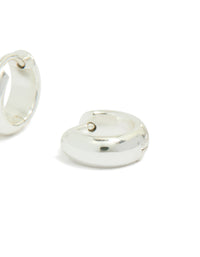 These chunky waterproof huggie earrings are crafted from silver plated stainless steel post detail view - link has visual effect only