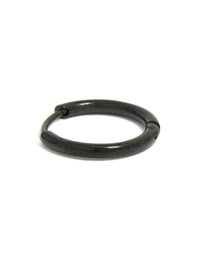Designed with chunky stainless steel huggie hoop clickers in black waterproof finish post detail view - link has visual effect only