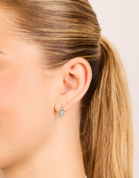 Gold Plated Mixed Sized Cubic Zirconia Mini Huggie Earrings - link has visual effect only