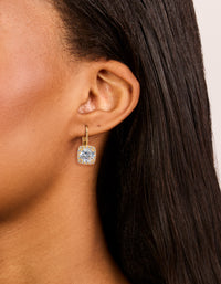Gold Plated Cubic Zirconia Large Square Hook Drop Earrings - link has visual effect only