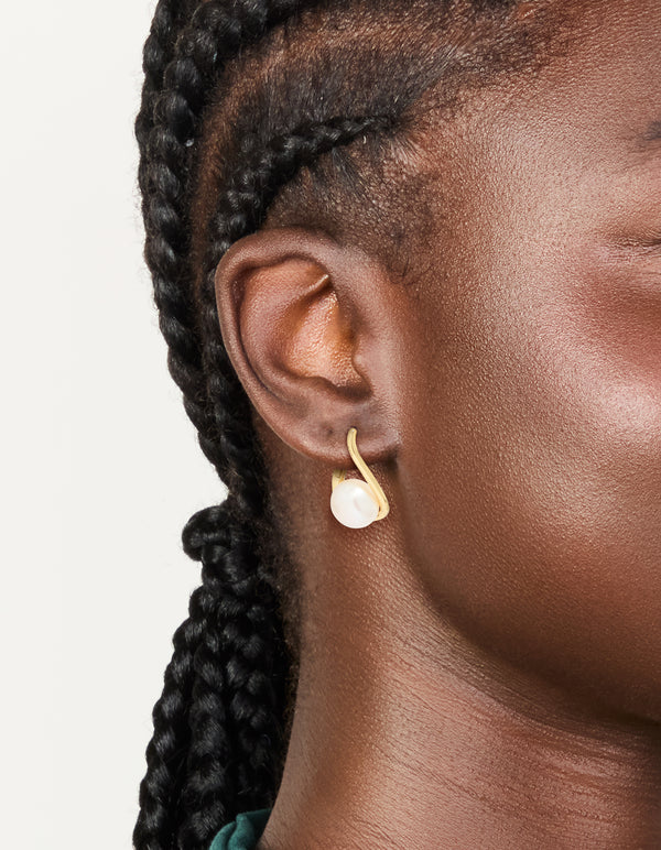 Gold Plated Freshwater Pearl Twist Hoop Earrings