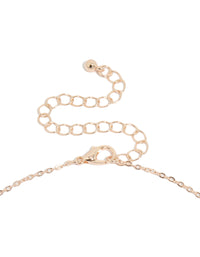 Stunning rose gold plated diamante and pink outline flower pendant necklace with floral featuring cubic zirconia clasp detail view - link has visual effect only