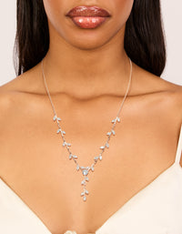 Rose Gold Plated Cubic Zirconia Dainty Vine Spaced Necklace - link has visual effect only