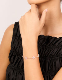 Rose Gold Plated Diamante Cente Pink Flower Charms Bracelet - link has visual effect only