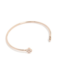 Showcasing a rose gold plated cubic zirconia flowers wrist cuff featuring floral design with gold accents front view - link has visual effect only