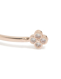 Detailed view of rose gold plated cubic zirconia flowers wrist cuff highlighting floral embellishments and sparkling stones close up view - link has visual effect only