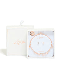 Rose Gold Plated Cubic Zirconia Vine Toggle Bracelet & Earrings Set - link has visual effect only