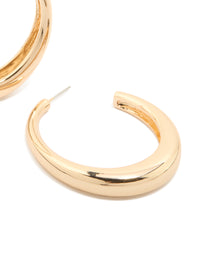 Crafted with gold plain wide hoop earrings post detail view - link has visual effect only