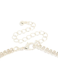 Silver Diamante  Sparkle Drop Earrings & Necklace Set - link has visual effect only