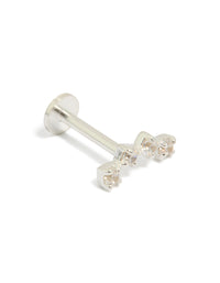 Crafted from sterling silver crawler bar stud featuring cubic zirconia in a flat back closure front view - link has visual effect only