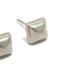 Explore these mens waterproof stainless steel studded earrings with silver finish and stud closure post detail view - link has visual effect only