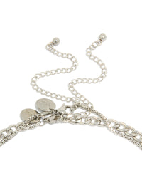 A mens waterproof stainless steel box and cuban chain necklace 2 pack in silver clasp detail view - link has visual effect only