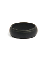 Discover a waterproof mens silicone band ring in black front view - link has visual effect only