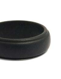 Featuring a waterproof mens silicone band ring in black close up view - link has visual effect only