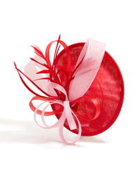 Red & White Loop Disc Fascinator - link has visual effect only