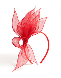 Red Flower Leaf Fascinator - link has visual effect only
