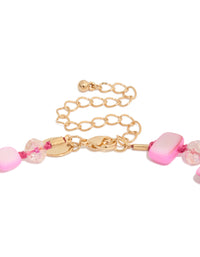Featuring hot pink genuine shell beaded necklace clasp detail view - link has visual effect only