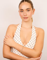 Gold Plated Thin Double Cubic Zirconia Tennis Toggle Bracelet - link has visual effect only