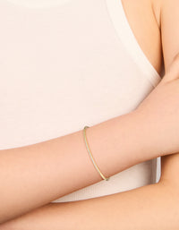 Gold Plated Cubic Zirconia Thin Wrist Cuff - link has visual effect only