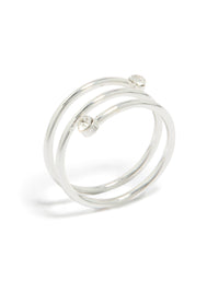 Showcasing a waterproof stainless steel diamante coil ring in silver and clear side detail view - link has visual effect only