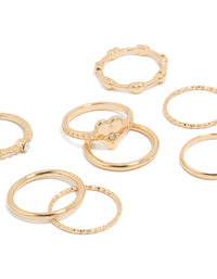 Featuring gold diamante heart band rings in an 8-pack close up view - link has visual effect only