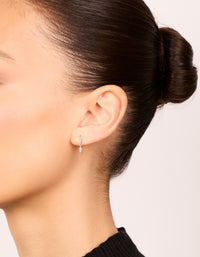 Elegant waterproof stainless steel marquise cubic zirconia drop flat back studs featuring crystal accents in silver and clear on ear view - link has visual effect only