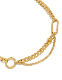 Discover a waterproof gold plated stainless steel mixed shape T and O necklace with chunky style close up view - link has visual effect only