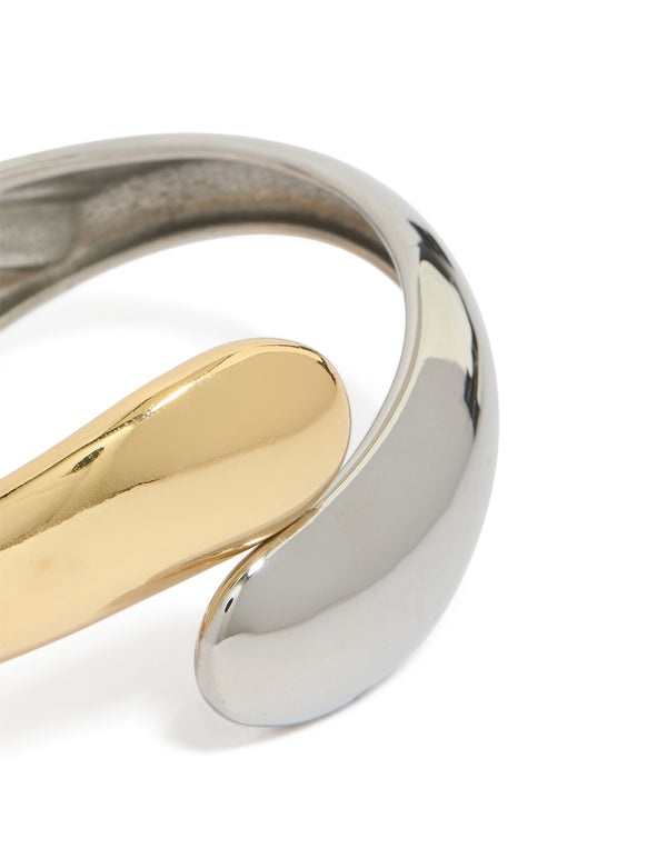 Waterproof Mixed Plated Stainless Steel Round Twisted Cuff