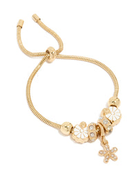 Gold Plated Chunky Flower Charm Toggle Bracelet - link has visual effect only