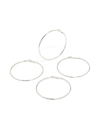 Discover silver large hoop earrings in a 2-pack and classic closure front view - link has visual effect only