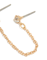 Crafted from gold, this diamante and chain stud earring offers statement style in post detail view - link has visual effect only