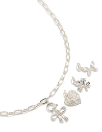 Silver Bow & Butterfly Charm Necklace - link has visual effect only