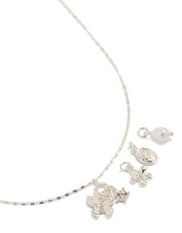 Silver Floral Butterfly Charm Necklace - link has visual effect only