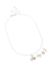 Silver Moon Bow & Heart Charm Necklace - link has visual effect only