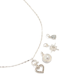 Silver Heart & Star Pearl Charm Necklace - link has visual effect only