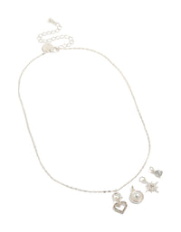 Silver Heart & Star Pearl Charm Necklace - link has visual effect only