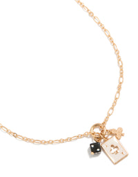 Gold Dice & Ace Of Clubs Charm Necklace - link has visual effect only