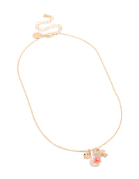 Gold Mushroom & Floral Charms Necklace - link has visual effect only