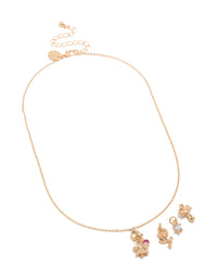Gold Butterfly & Flower Charm Necklace - link has visual effect only