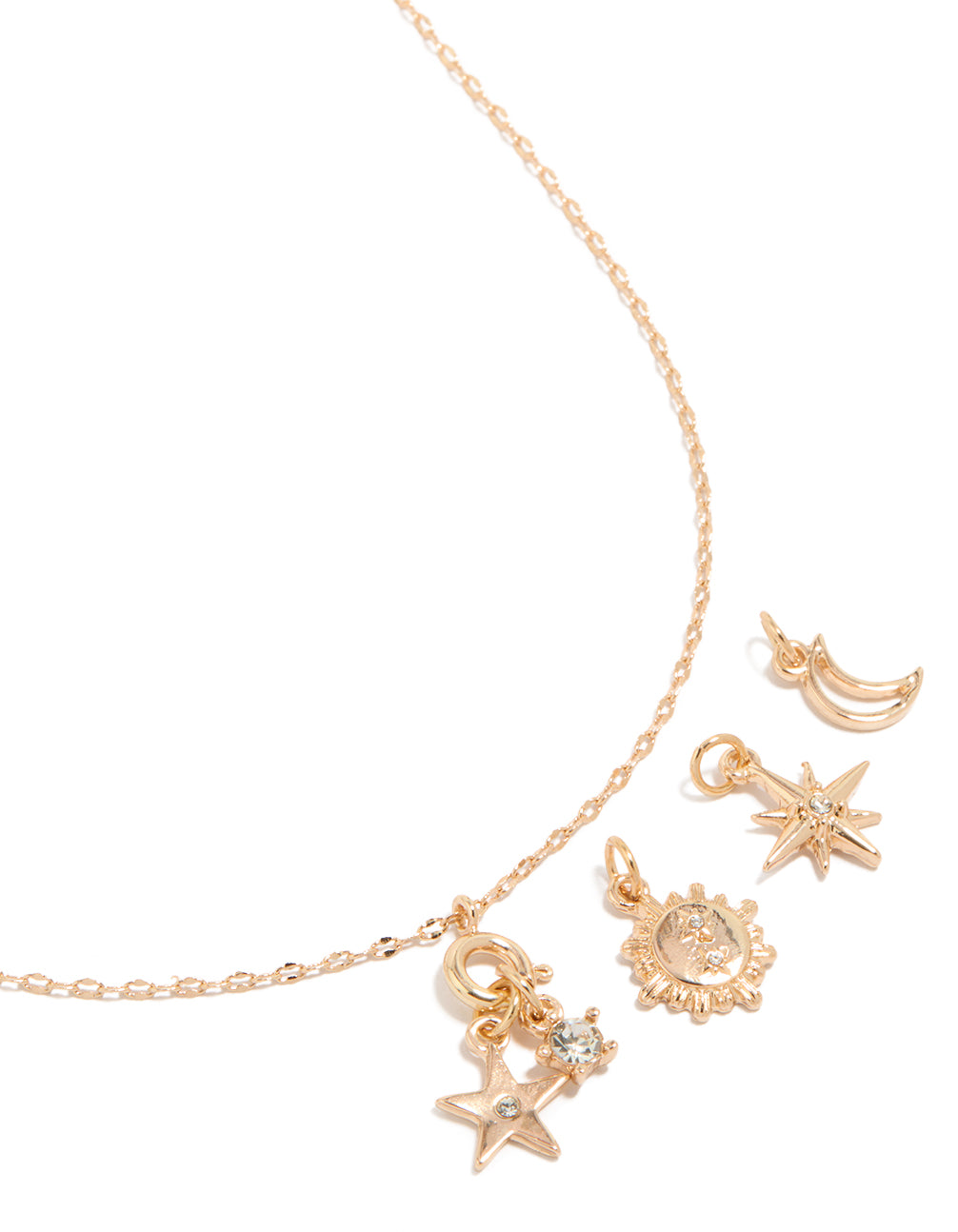 Gold Star & Moon Charm Necklace